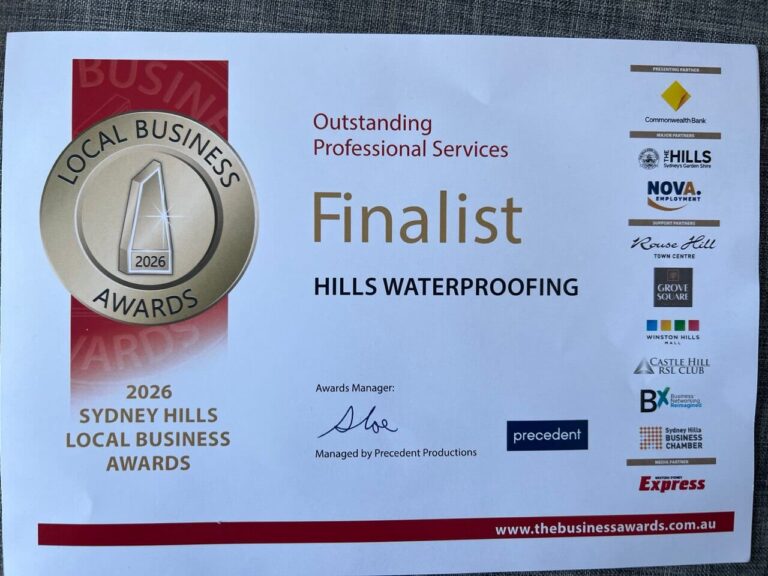 Hills Waterproofing Named Finalist in the 2026 Sydney Hills Local Business Awards